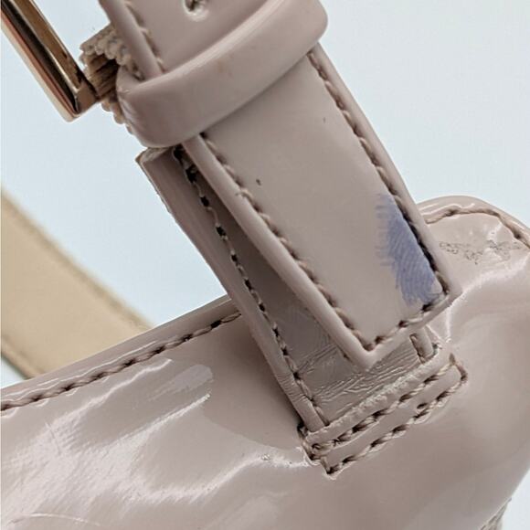 Nine West Pruce Ankle Strap Block Heel Sandals Natural Patent Size US8.5 EU39 - Picture 8 of 13